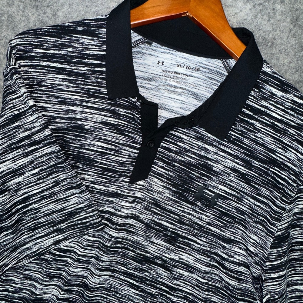 Under Armour Polo Mens XL Black Iso-Chill Space Dye Short Sleeve Golf Shirt Camo